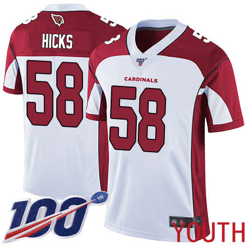 Arizona Cardinals Limited White Youth Jordan Hicks Road Jersey NFL Football 58 100th Season Vapor Untouchabl